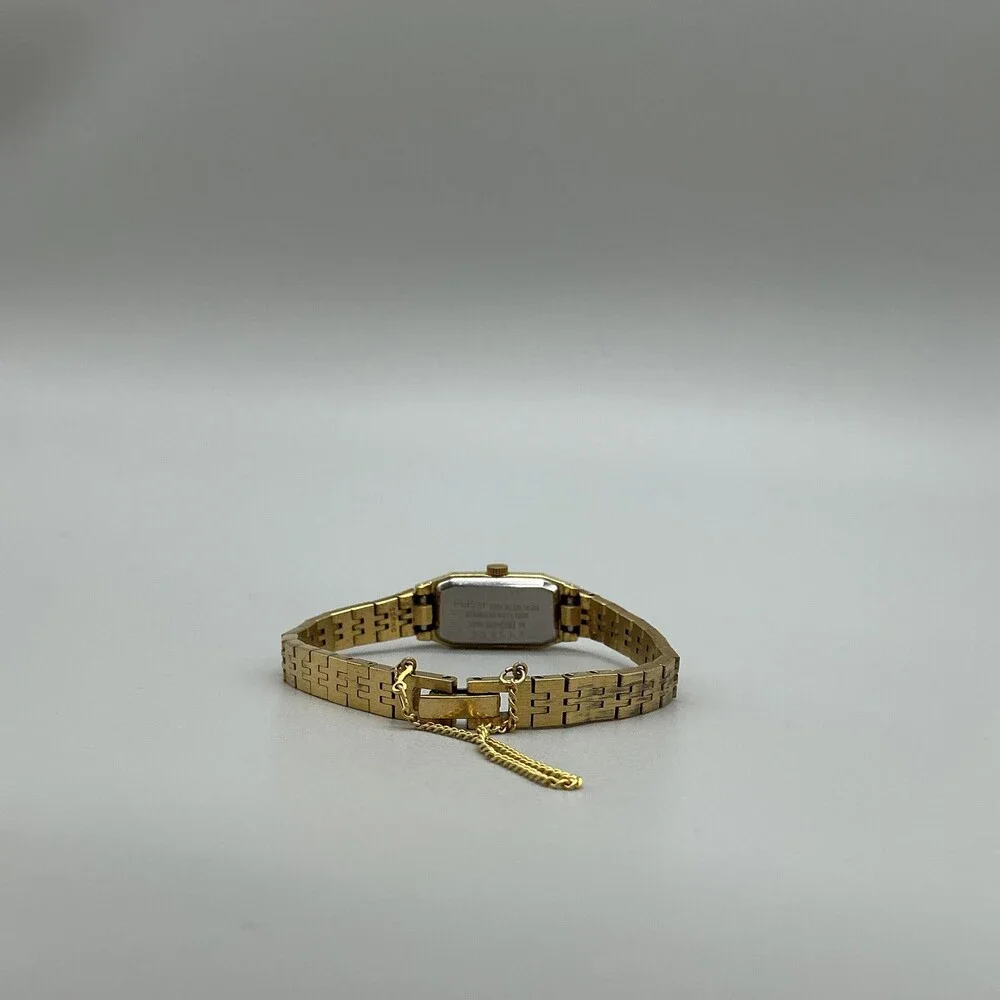 Vintage Pulsar Womens Watch 12mm Gold Tone Rectangle V201-2290 New Battery 5.5